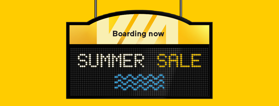 Boarding now: Summer Sale