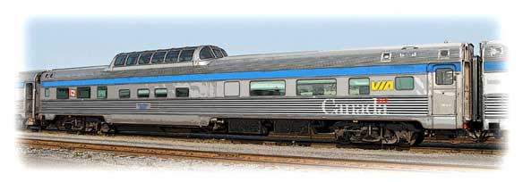 Details about   N Smooth Side Passenger Mid Train Dome Car Via Rail 1-40245 Blue/yellow 